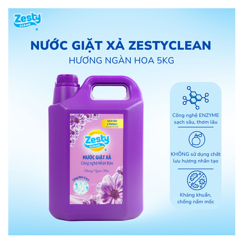 Nước giặt xả Zesty Clean công nghệ Nhật Bản 5Kg