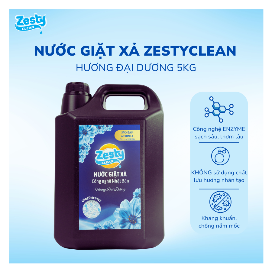 Nước giặt xả Zesty Clean công nghệ Nhật Bản 5Kg