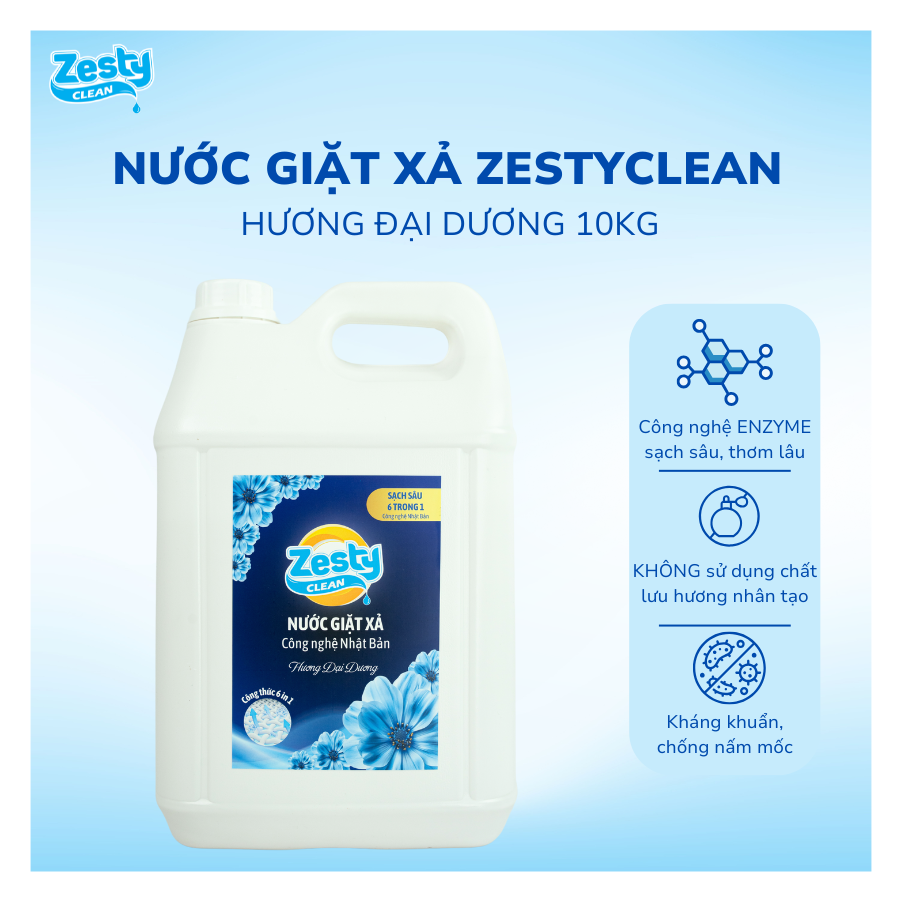 Nước giặt Zesty Clean công nghệ Nhật Bản 10Kg
