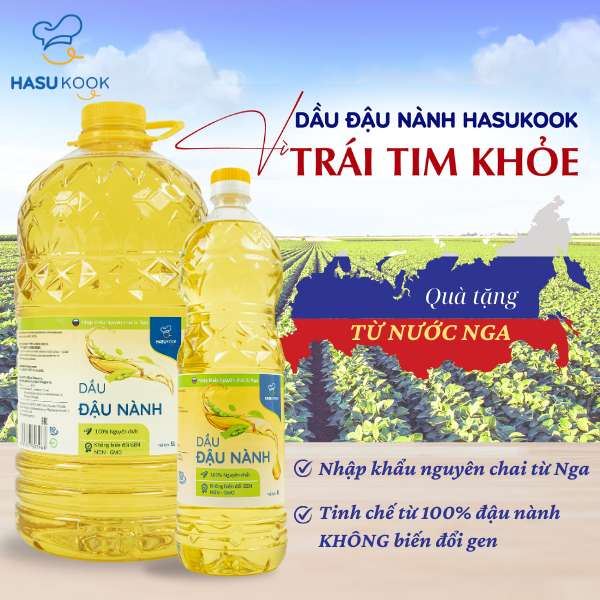 Dầu Đậu Nành Không Biến Đổi Gen HasuKook 1L