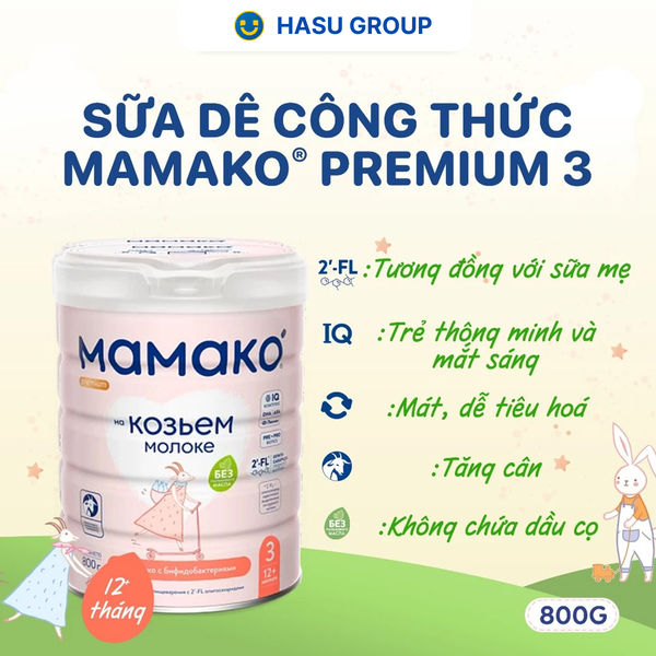 Sữa Dê Công Thức MAMAKO Premium Nga Số 3 – 800g (Dành Cho Bé Trên 12 Tháng Tuổi)