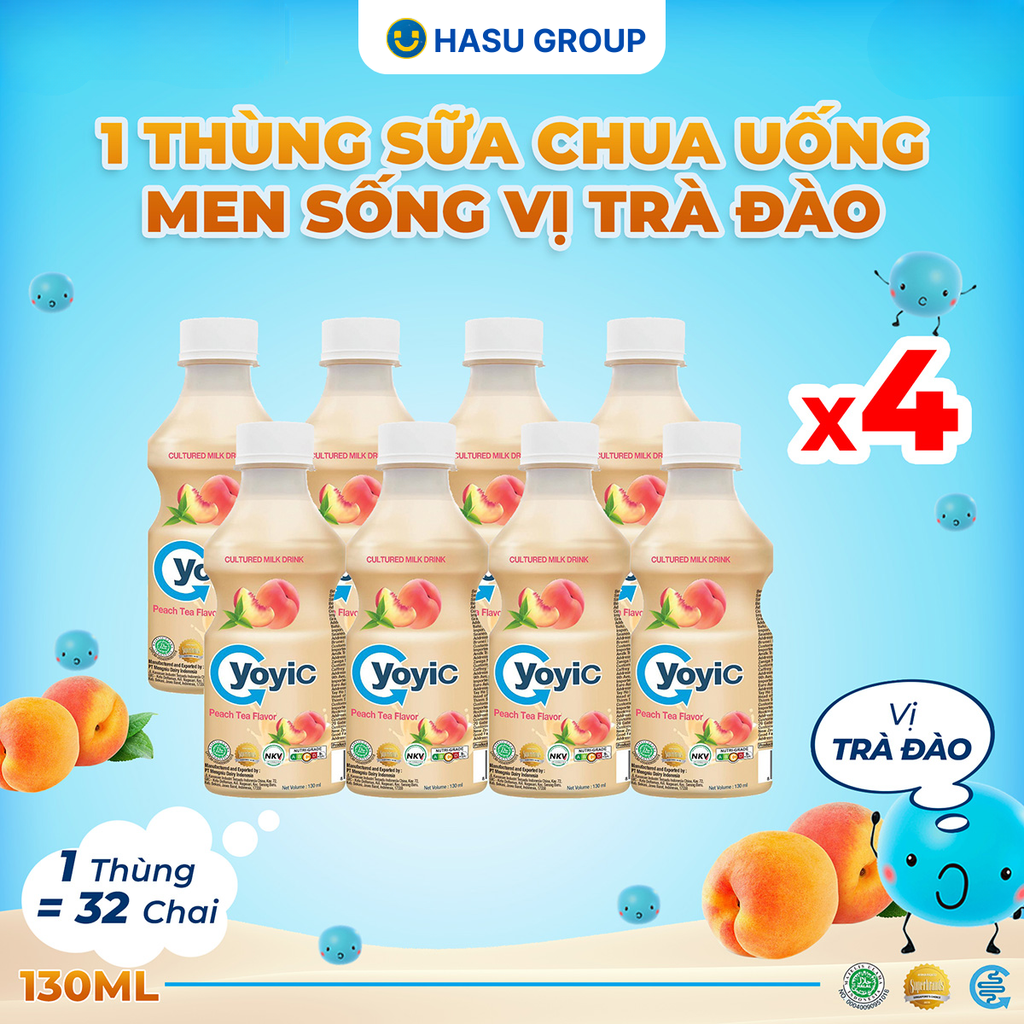 Sữa Chua Uống Lên Men Tự Nhiên YoyiC vị Trà Đào