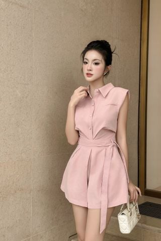 Jump áo sơ mi kèm thắt lưng phong cách