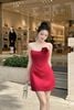 Đầm cup ngực siết eo đính hoa