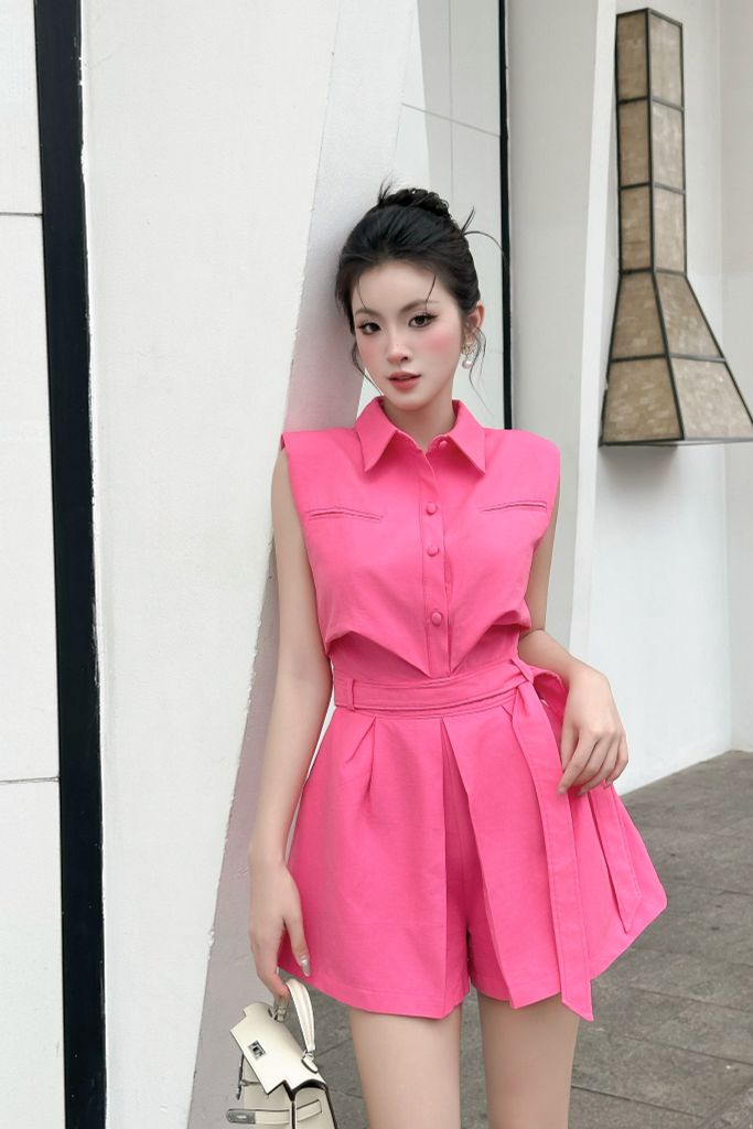 Jump áo sơ mi kèm thắt lưng phong cách