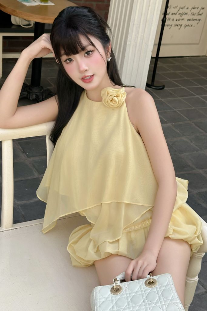 Set áo tơ phối chân váy bí