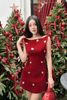 Đầm nhung đỏ đính cườm