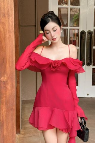 Đầm trễ vai tay dài nữ tính