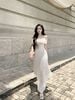 Đầm bẹt vai ôm body ren thun hoạ tiết
