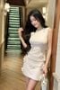 Đầm thun gân đính hoa
