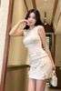 Đầm thun gân đính hoa