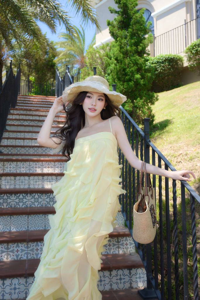 Đầm maxi bèo phồng dáng dài