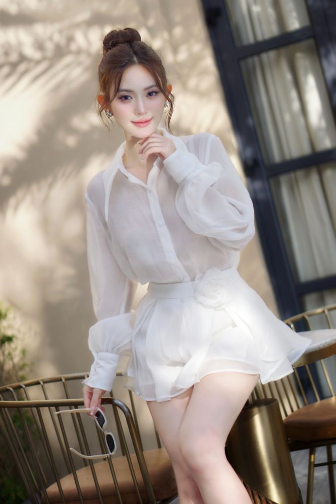 Set áo sơ mi phối quần