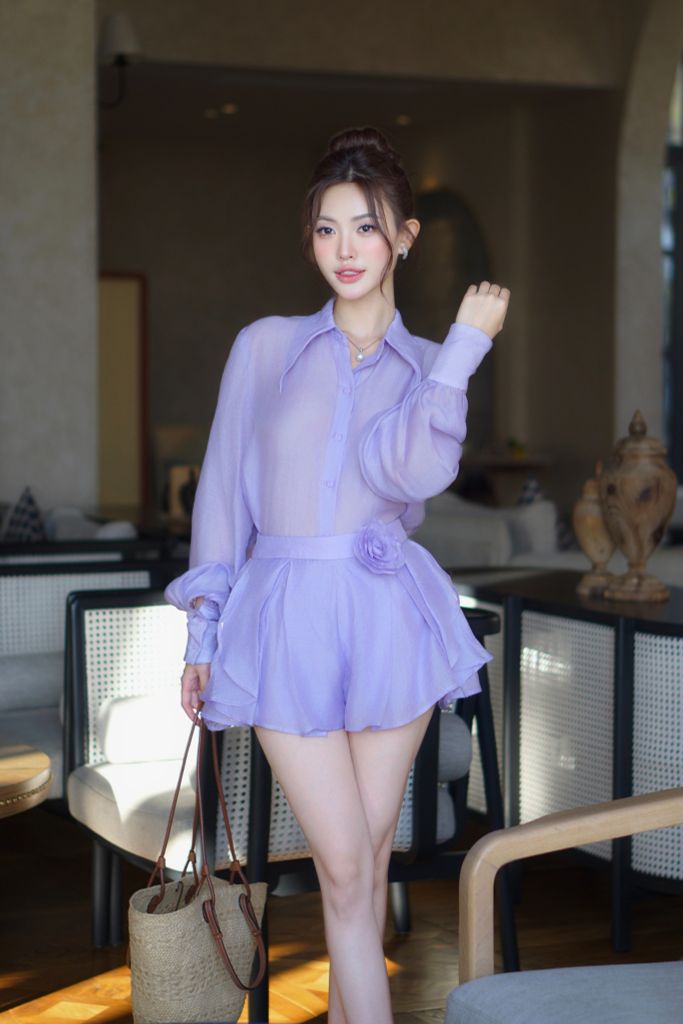 Set áo sơ mi phối quần