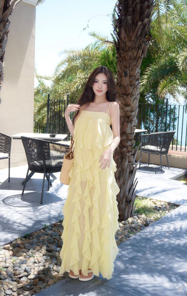 Đầm maxi bèo phồng dáng dài