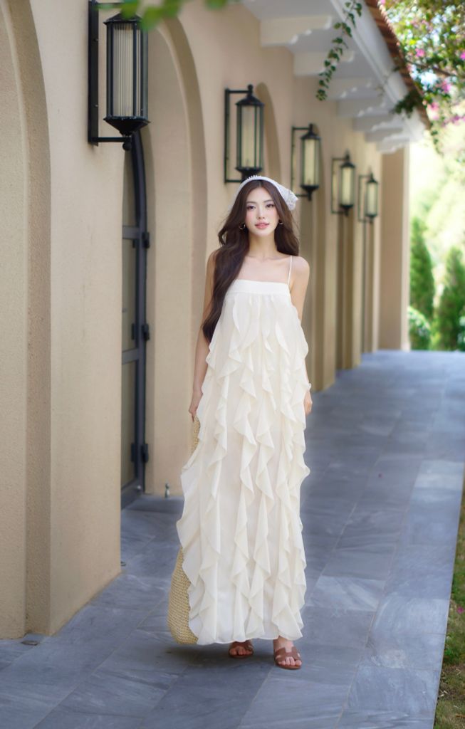 Đầm maxi bèo phồng dáng dài