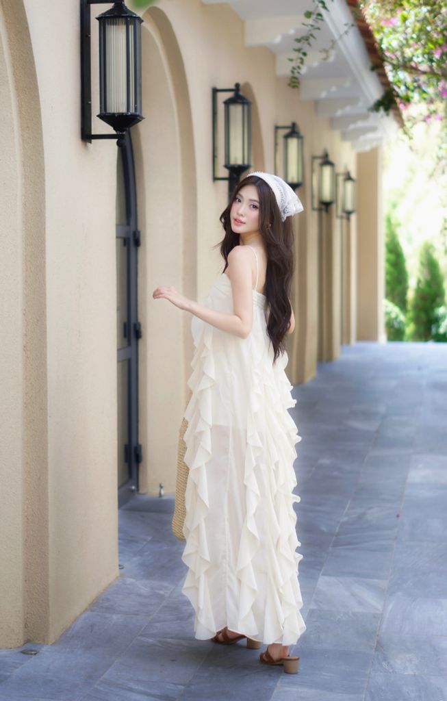 Đầm maxi bèo phồng dáng dài