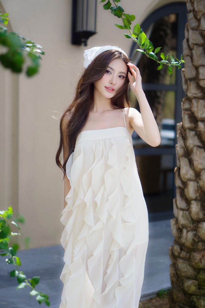 Đầm maxi bèo phồng dáng dài