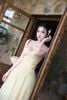 Đầm cúp xoè hai dây dập ly dáng dài