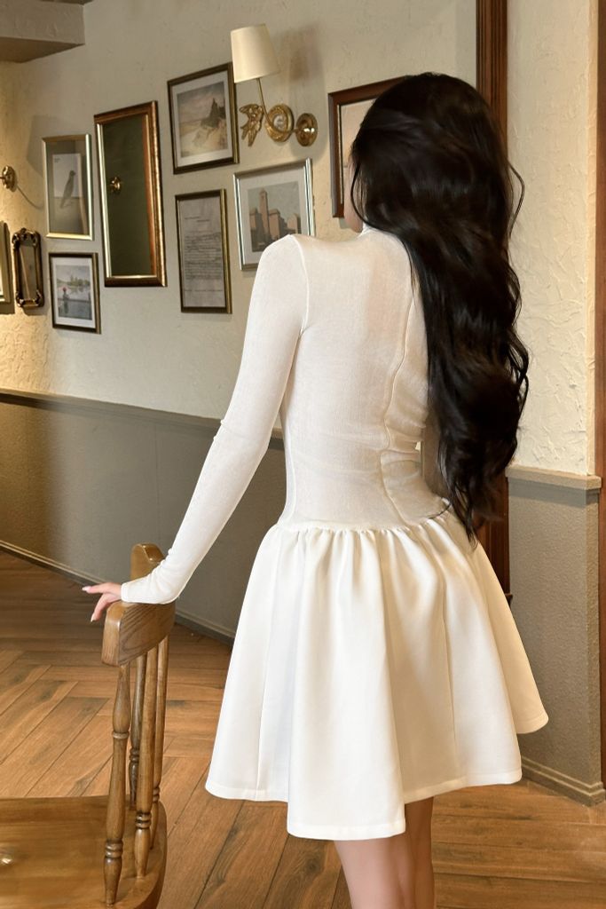 Đầm thun xoè tay dài
