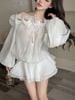 Đầm cổ sóng bèo tầng dáng ngắn