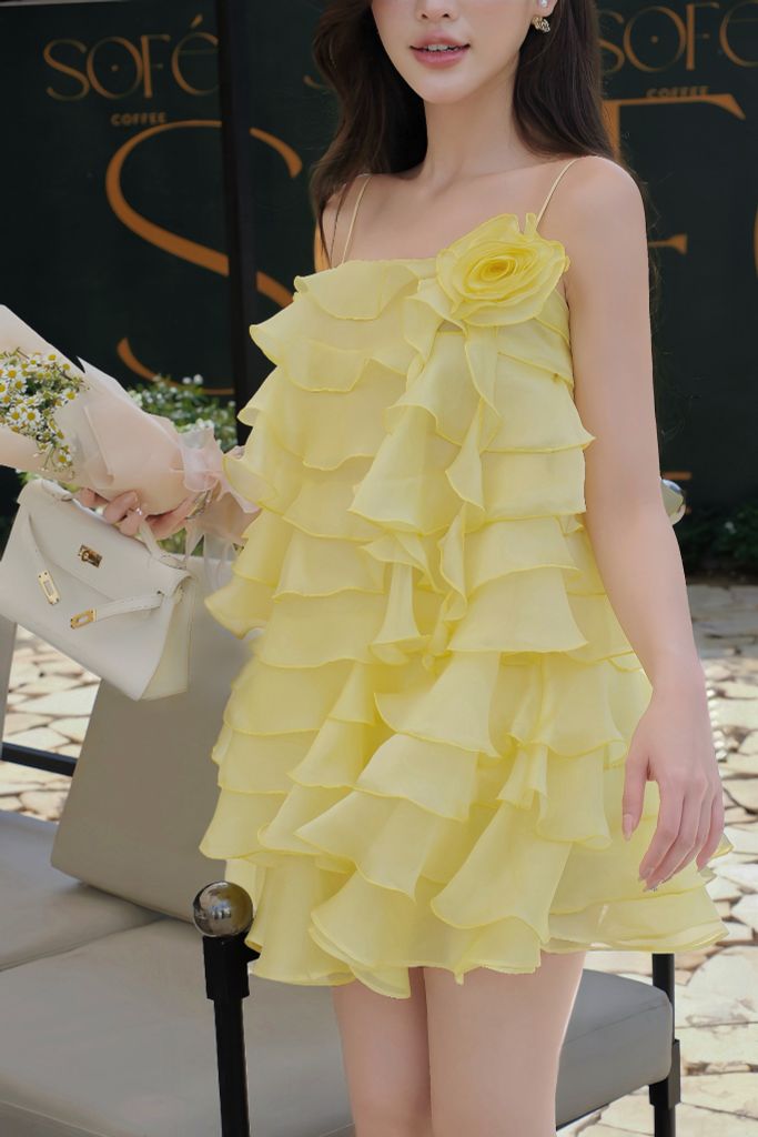 Set áo hai dây bèo tầng phối chân váy