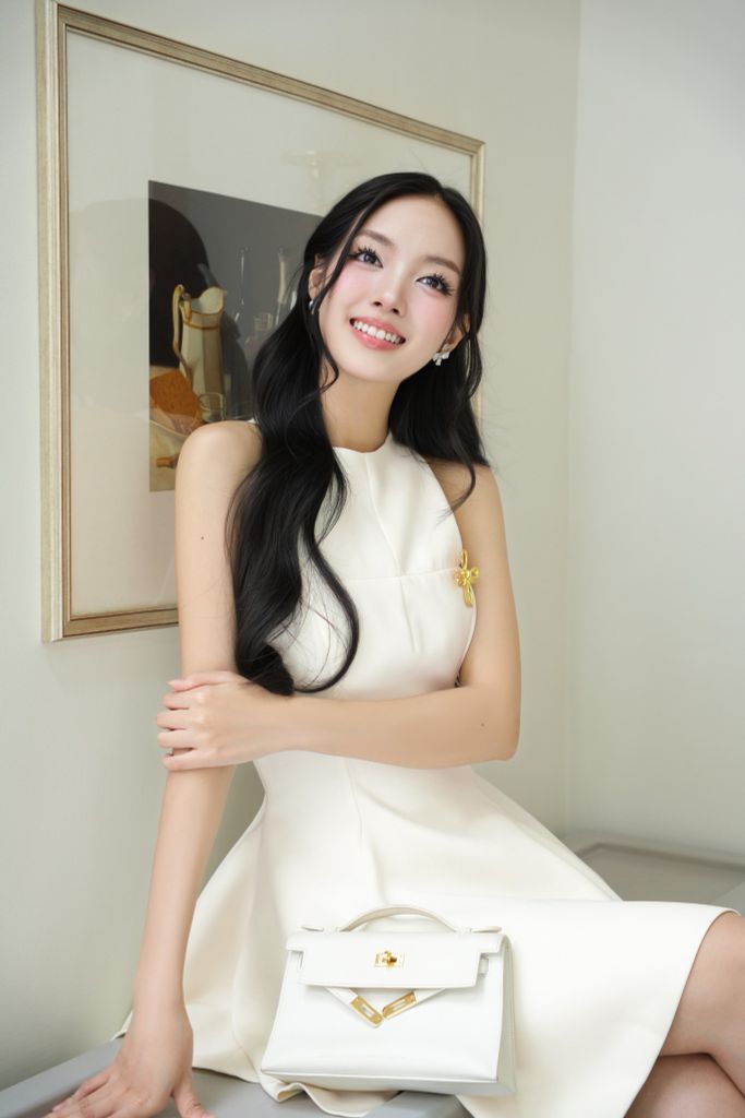 Đầm xoè tà nhọn đính khoen