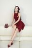 Đầm xoè tà nhọn đính khoen