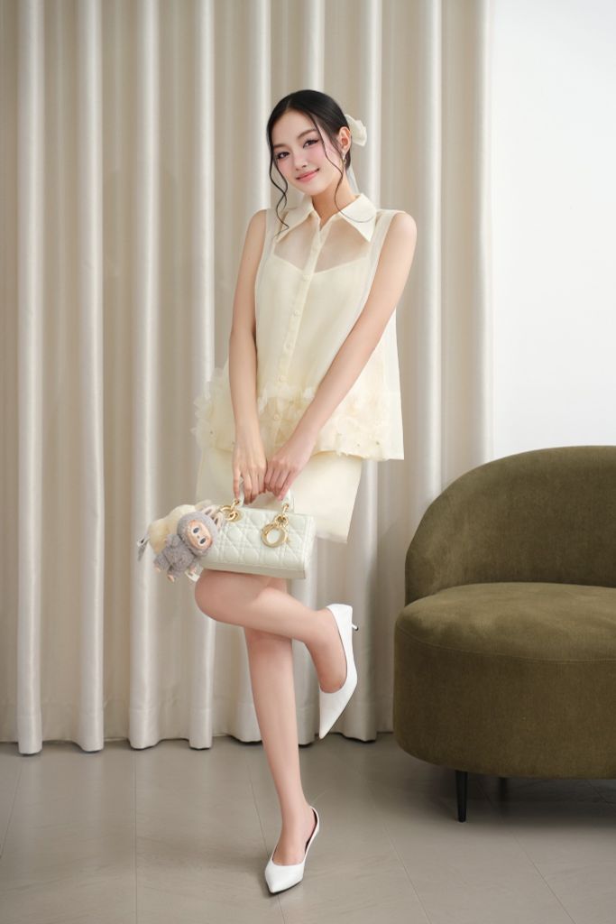 Set đồ sơ mi sát nách phối áo dây & chân váy ôm