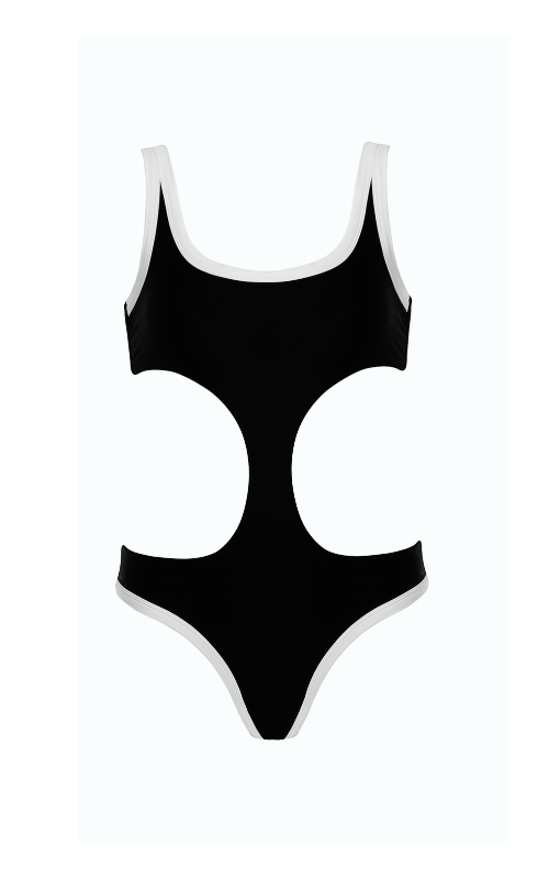Baywatch Black and White One Piece