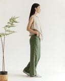  Áo Linen Cổ Tròn Sát Nách Xếp Ly 