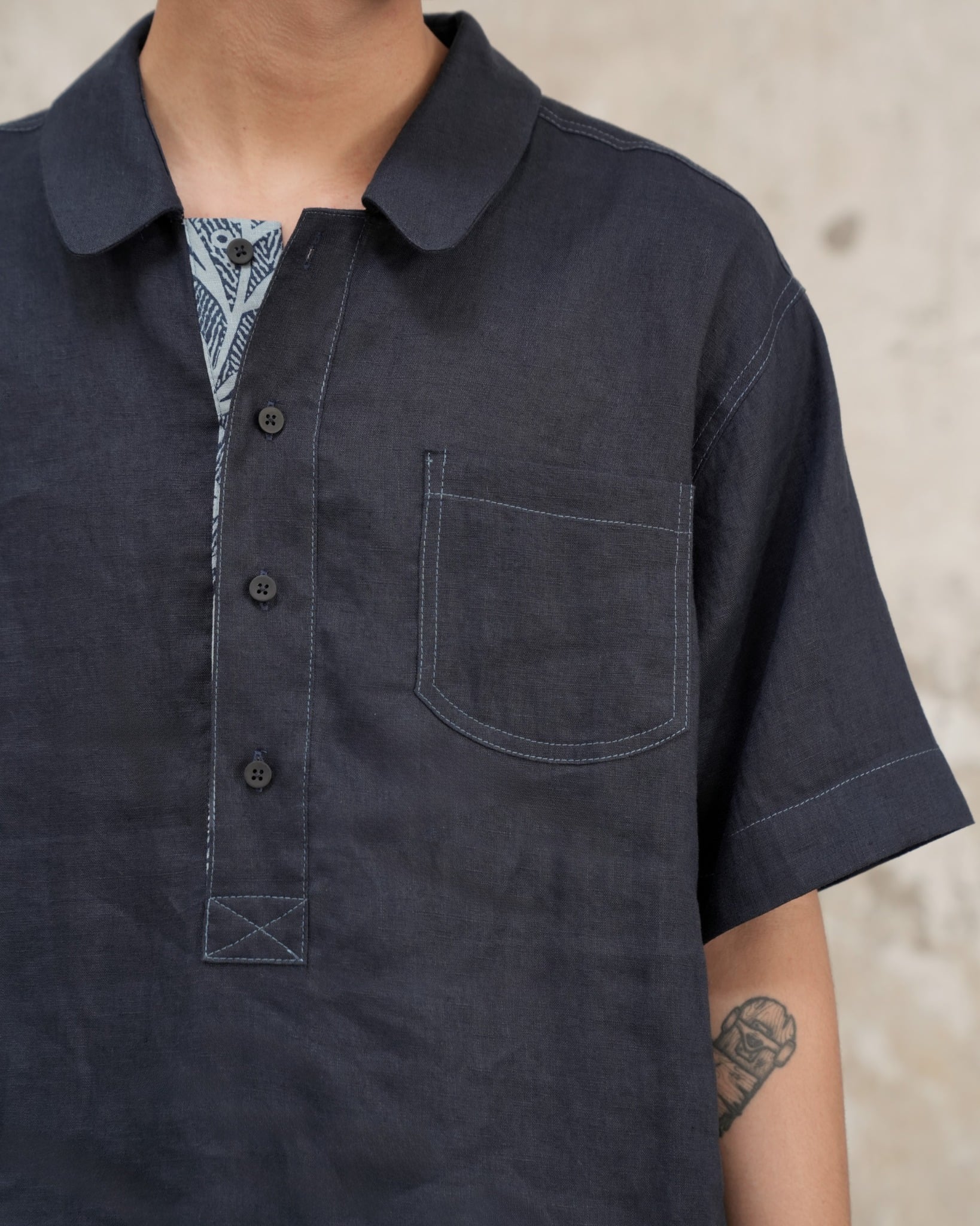  Dương - Patchwork Short Sleeves Polo Shirt 