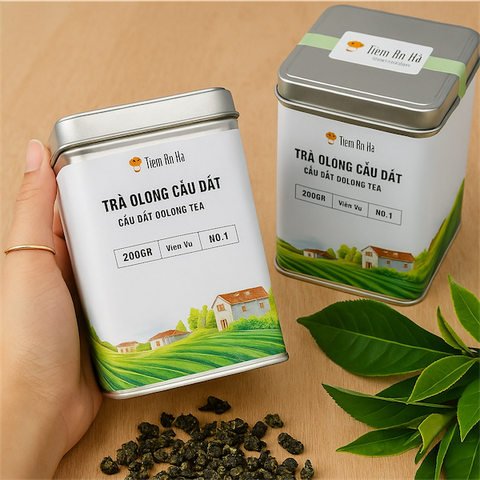 Trà Olong Cầu Đất Viên Lớn  - Hộp Thiếc 200Gr - Chè Được Thu Hái Thủ Công Từ Vùng Nguyên Liệu Nổi Tiếng - Loại 1