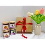 Quà Tết 2026 - Set Hộp Giấy 6 món hũ vuông nắp cài - nắp kính | Đặc sản Đà Lạt