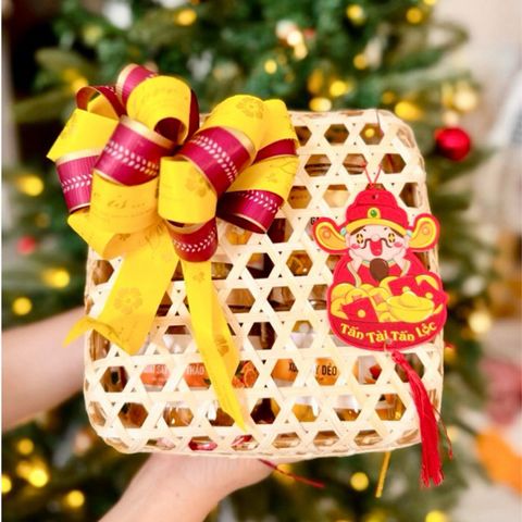 Quà Tết 2025 - Set quà Giỏ mây hộp vuông 4 món [tuỳ chọn đủ 4 món] | Đặc sản Đà Lạt