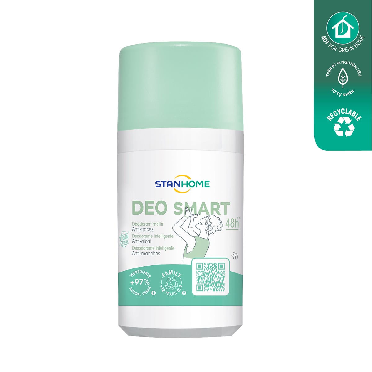 Lăn khử mùi cho trẻ em & cho da nhạy cảm không cồn, không muối nhôm, không vàng nách áo DEO SMART