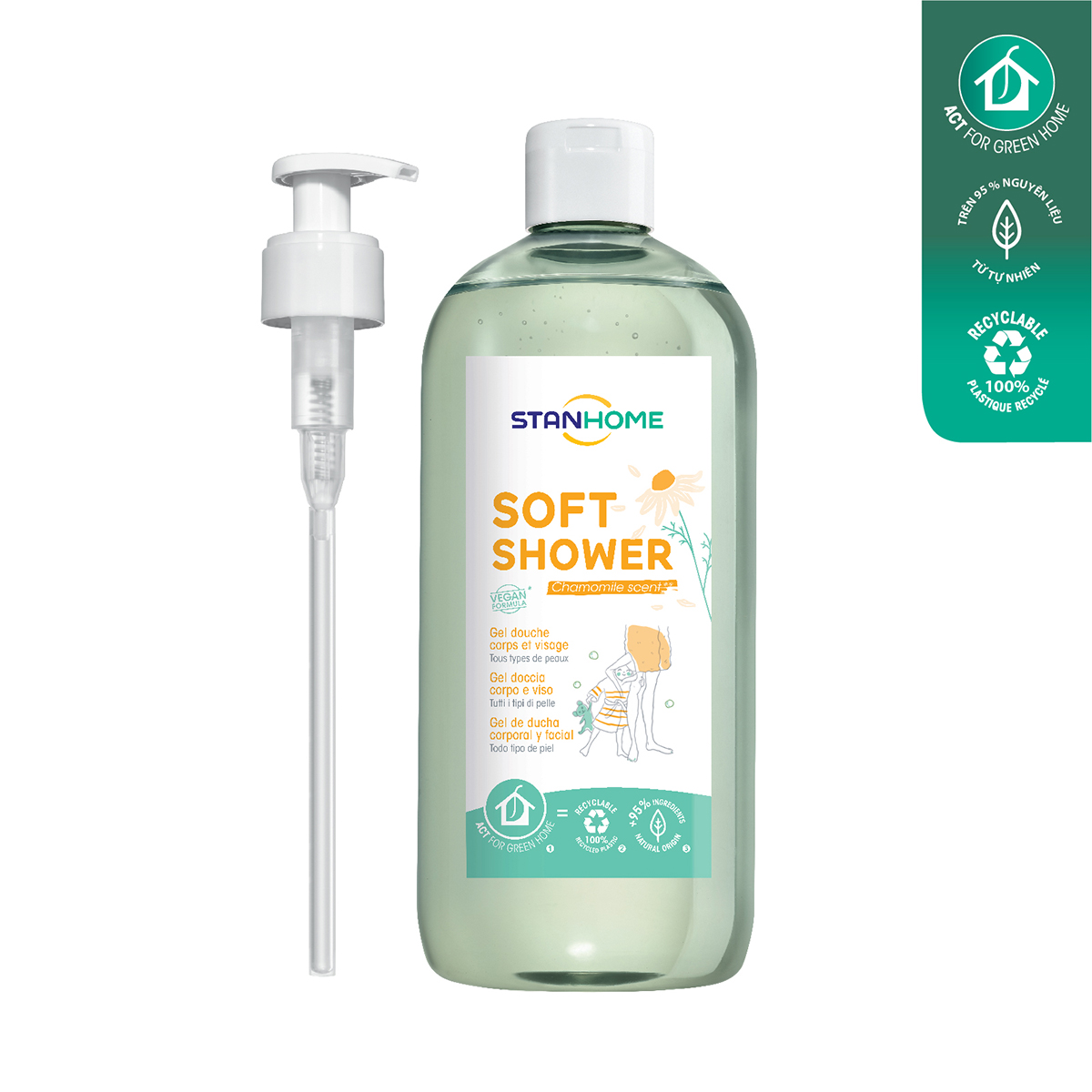 Sữa tắm, rửa mặt không xà phòng hương chamomille Stanhome Soft Shower