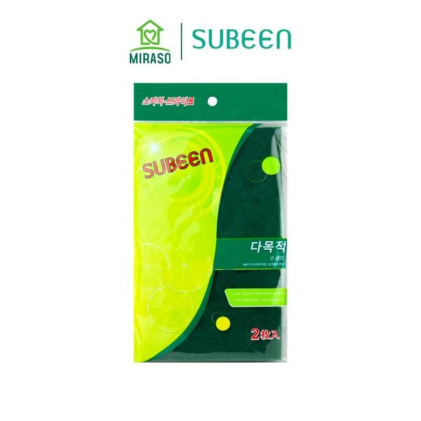 Cước Rửa Chén Subeen Xanh (2 Miếng) (10x12 cm)