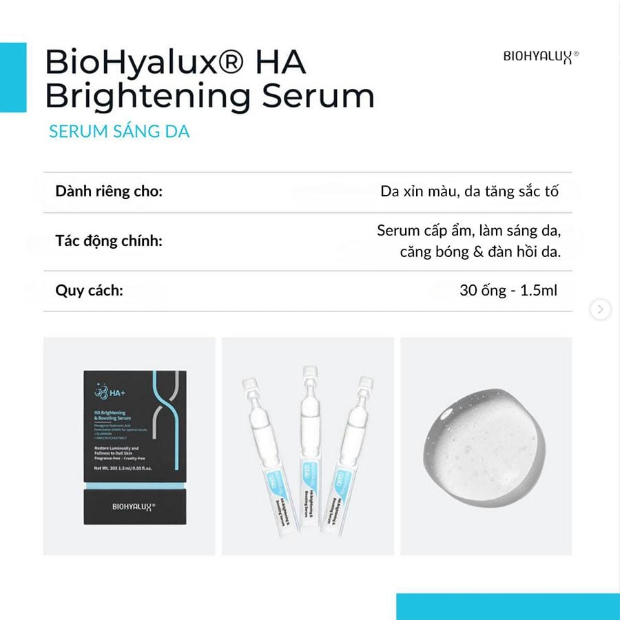  HA BRIGHTENING & BOOSTING SERUM - LÀM SÁNG DA, GIẢM SẮC TỐ MELANIN 