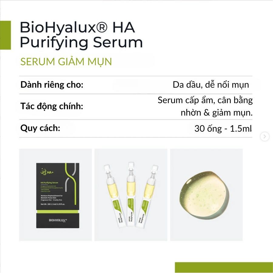  HA PURIFYING SERUM - CẤP ẨM, GIẢM DẦU NHỜN 