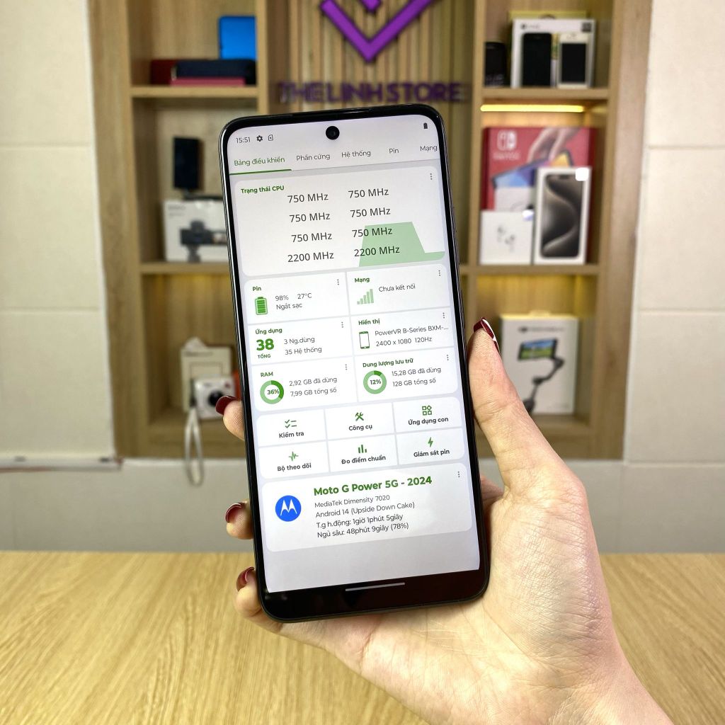Điện thoại Motorola Moto G Power 5G (2024) XT2415 màn IPS 120Hz - Dimensity 7020 ram 8G 128G