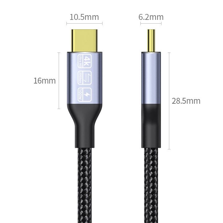 Cáp TypeC to TypeC hỗ trợ xuất hình 4K sạc nhanh 100W PD 20Gbps
