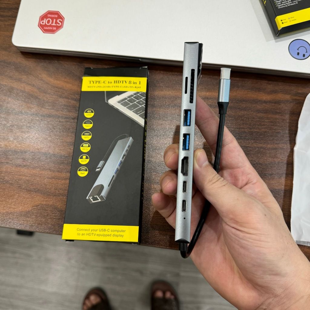 Cáp chuyển Hub Type C C8 đa năng 8 Cổng có cổng LAN RJ45 tốc độ truyền mạng 100Mbps