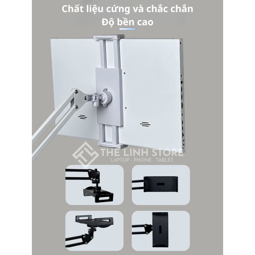 Giá đỡ tay nâng cho Màn hình di động, máy tính bảng kẹp cố định vào bàn