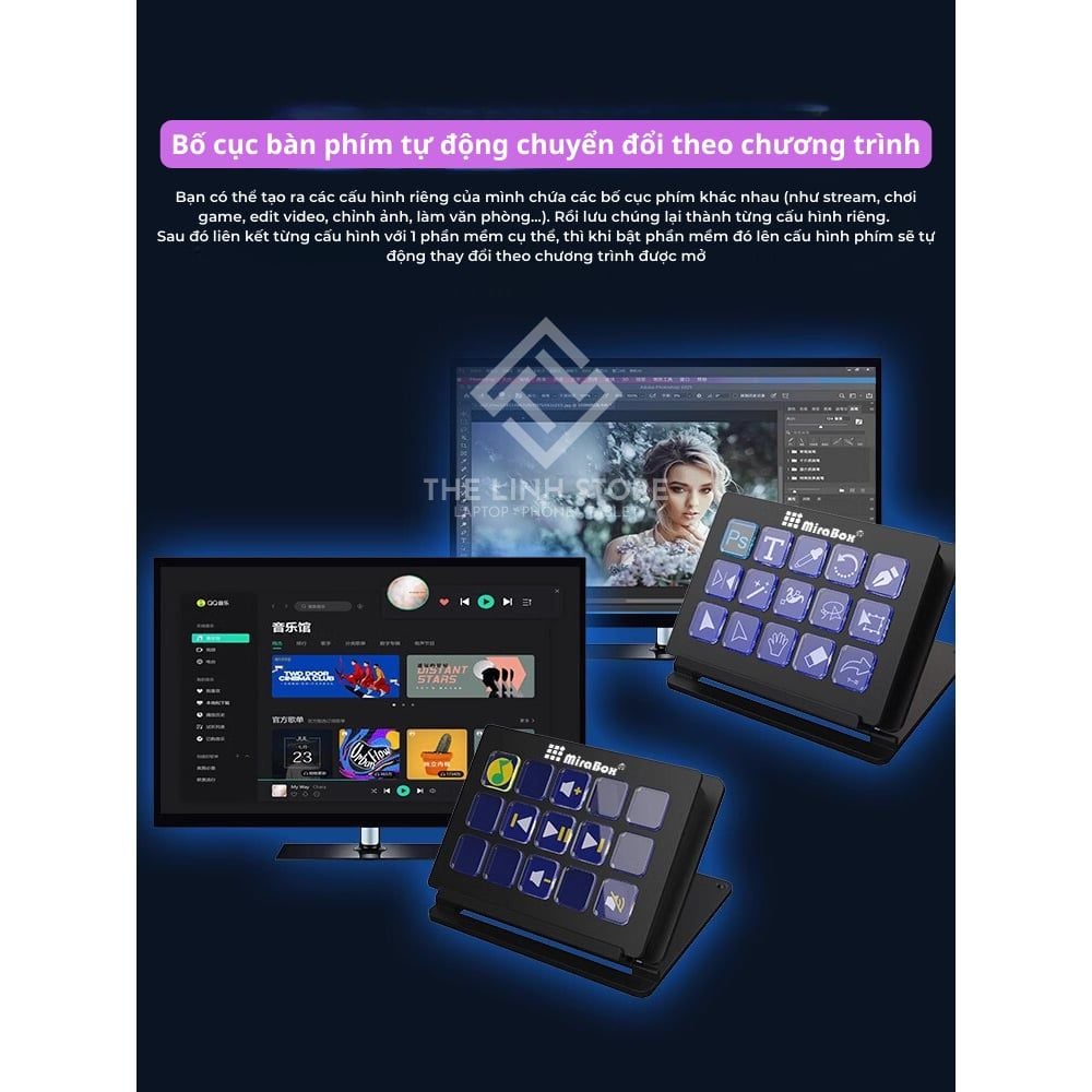 Thiết bị Stream MiraBox StreamDeck với 15 phím tùy biến