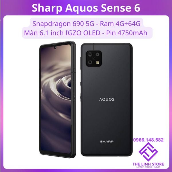 Điện thoại Sharp Aquos Sense 6 màn OLED IGZO 6.1 inch - Snapdragon 690 5G