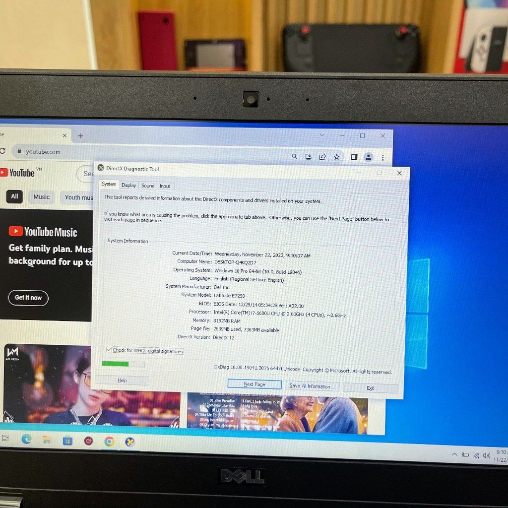 Laptop Dell Latitude E7250 màn 12.5 - Core i7 5600u ram 8G 256G SSD