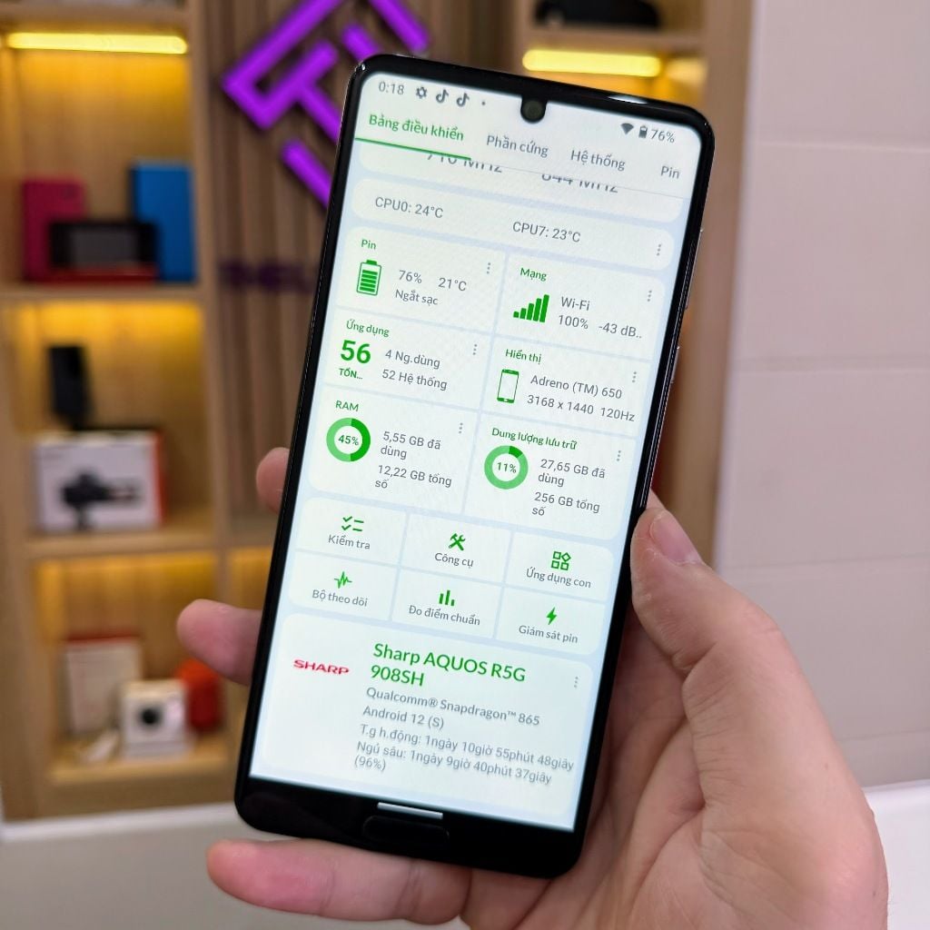 Điện thoại Sharp Aquos R5G màn 120Hz 2K - Snapdragon 865 ram 12G 256G