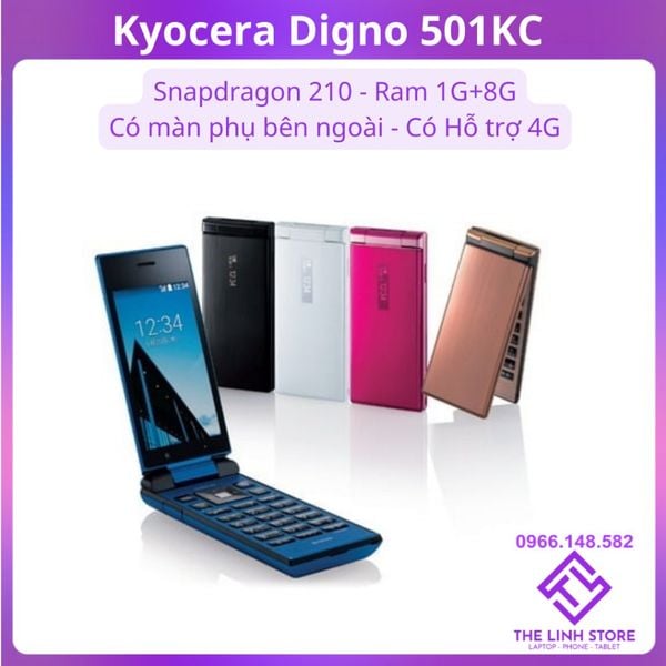 Điện thoại nắp gập Kyocera 501KC hỗ trợ 4G - Có màn phụ Loa to sóng tốt