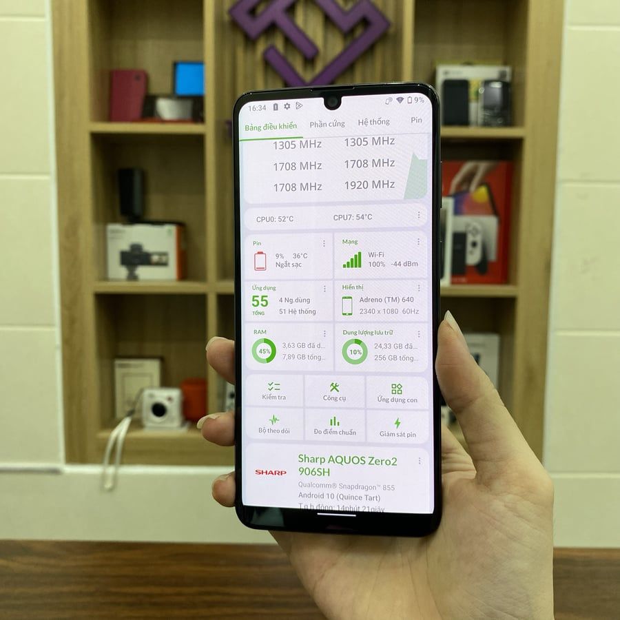 Điện thoại Sharp Aquos Zero 2 màn OLED 6.4 inch 240hz - Snap 855 ram 8G 256G